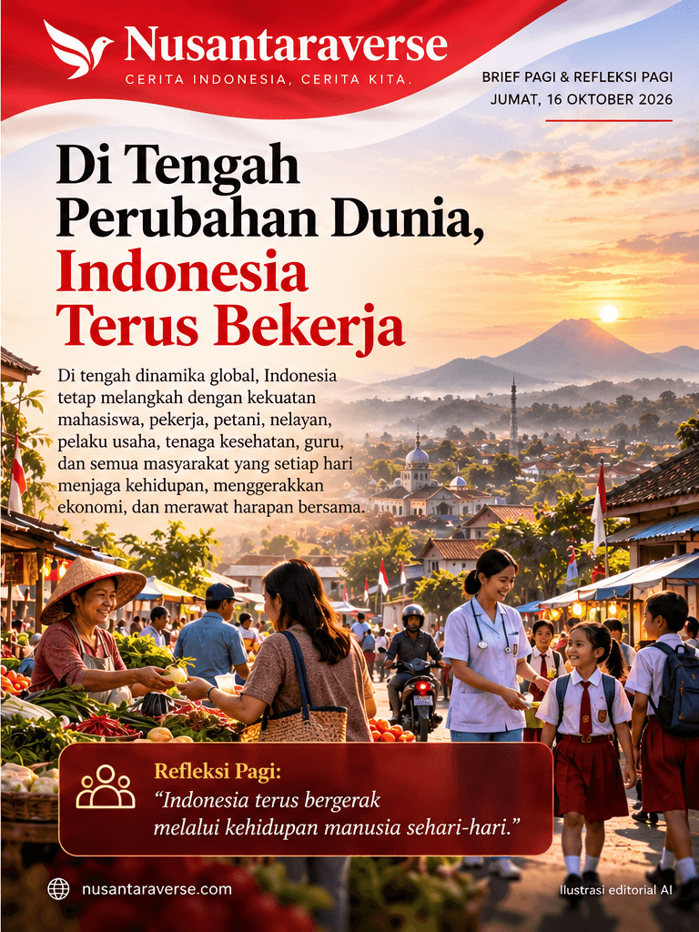 Poster ilustrasi editorial AI edisi pagi 16 Oktober 2026
